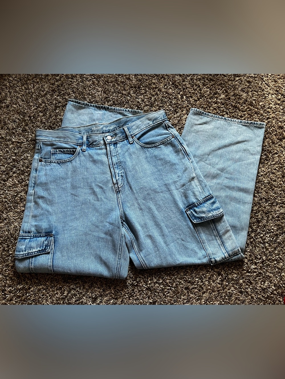 Old Navy Extra High Rise Sky-Hi Wide Leg Cargo Jeans